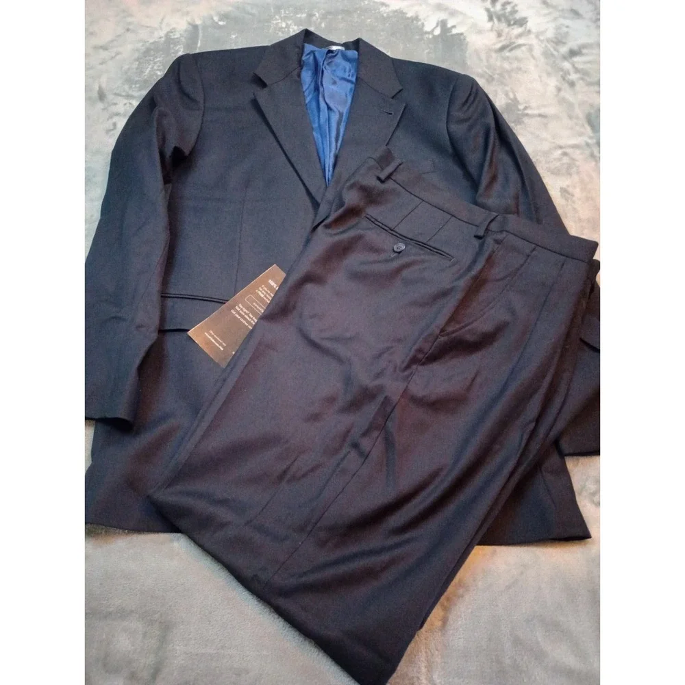 MTailor Custom Suit Mens Navy Blue 2pc Blazer Pants See Measurements Wool Career